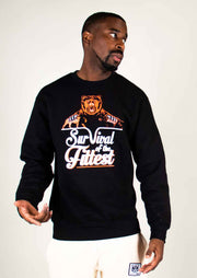 Survival Of the Fittest Crewneck Sweatshirt (Glow/Orange) - Bare All Clothing
