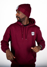 Bare All Essential Patch Hoodie (Maroon) - Bare All Clothing