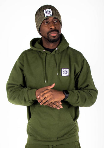 Bare All Essential Patch Hoodie (Olive) - Bare All Clothing