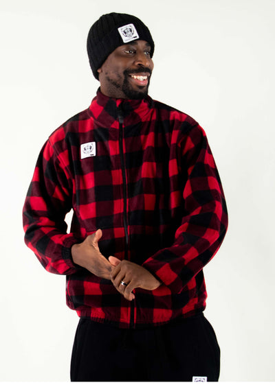 Bare All Fleece Jacket (Red Plaid) - Bare All Clothing