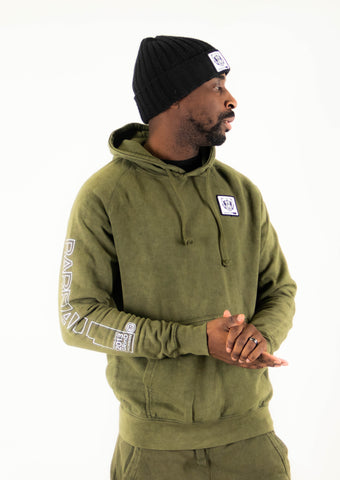 Bare All Vintage Patch Hoodie (Olive) - Bare All Clothing