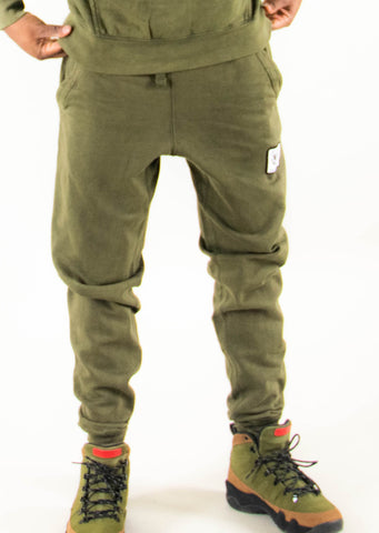 Bare All Vintage Patch Joggers (Olive) - Bare All Clothing