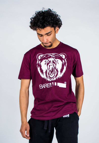 Bare All Logo T-Shirt (White/Maroon) - Bare All Clothing